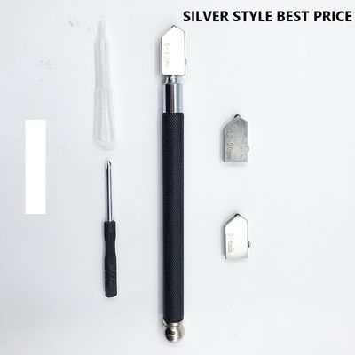 Strumento di taglio di vetro da 2 mm con presa di maniglia contenente olio e maniglia in acciaio nero da 145 mm